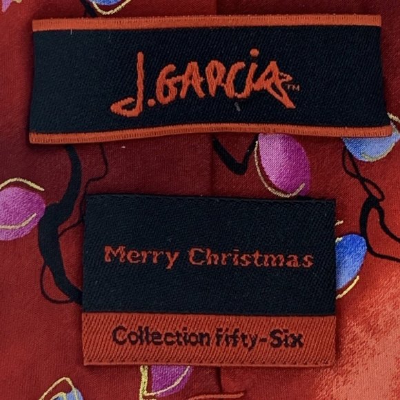 J. Garcia Neck Tie Collection Fifty-Six Merry Christmas Red 100% Silk - Picture 3 of 4